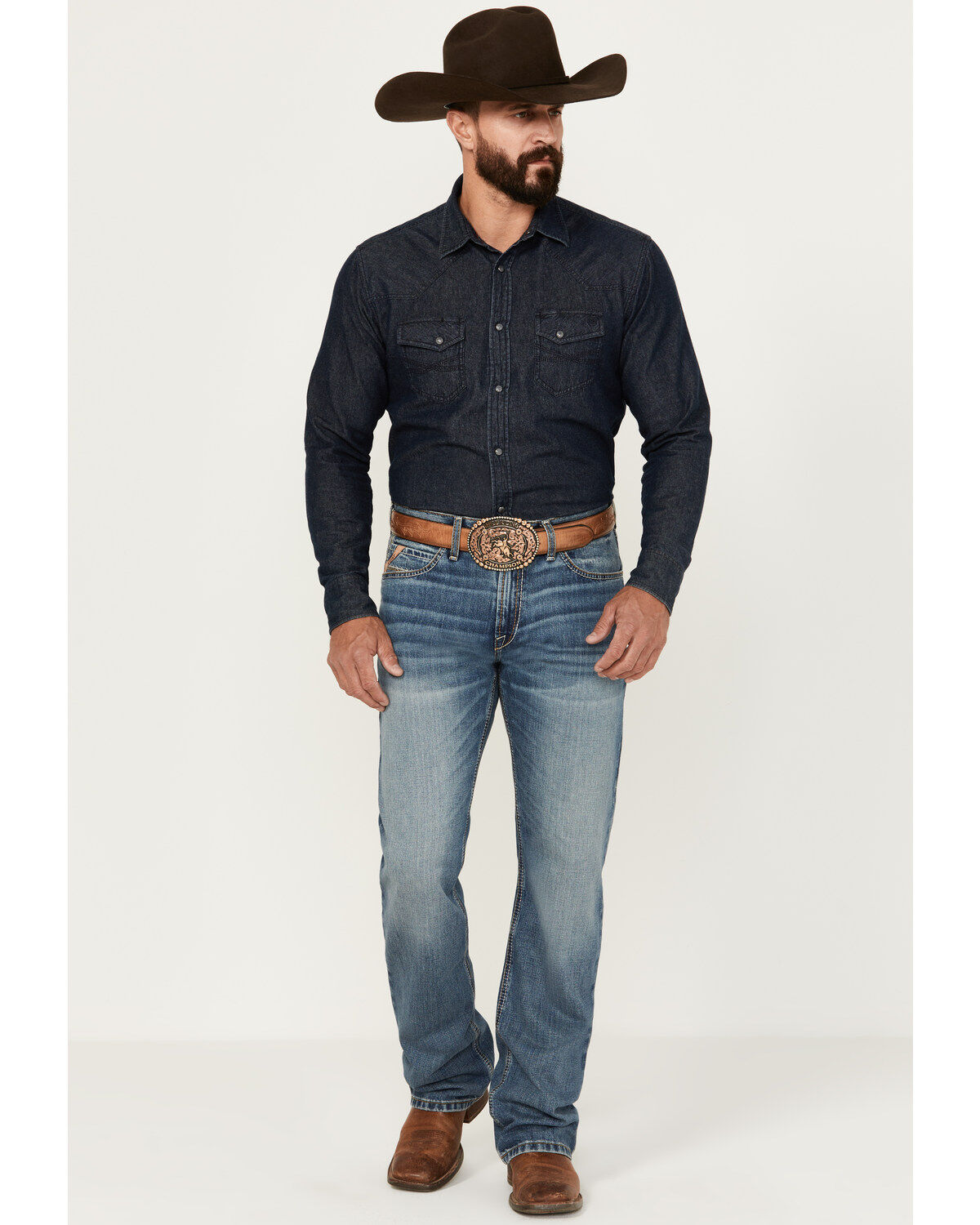 Image #1 - Ariat Men's M4 Soquel Sebastian Medium Wash Relaxed Bootcut Rigid Jeans - Big, , hi-res