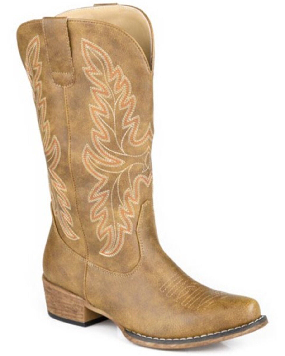 Image #1 - Roper Women's Sundown Western Boots - Snip Toe, Tan, hi-res