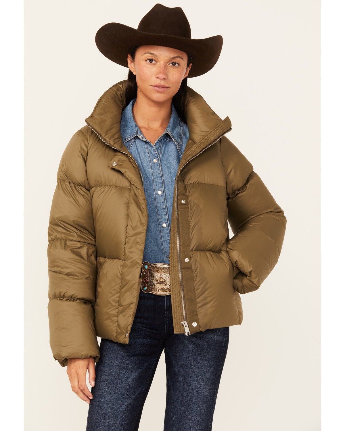Roper Women's Lightweight Parachute Puffer Jacket, Green, hi-res