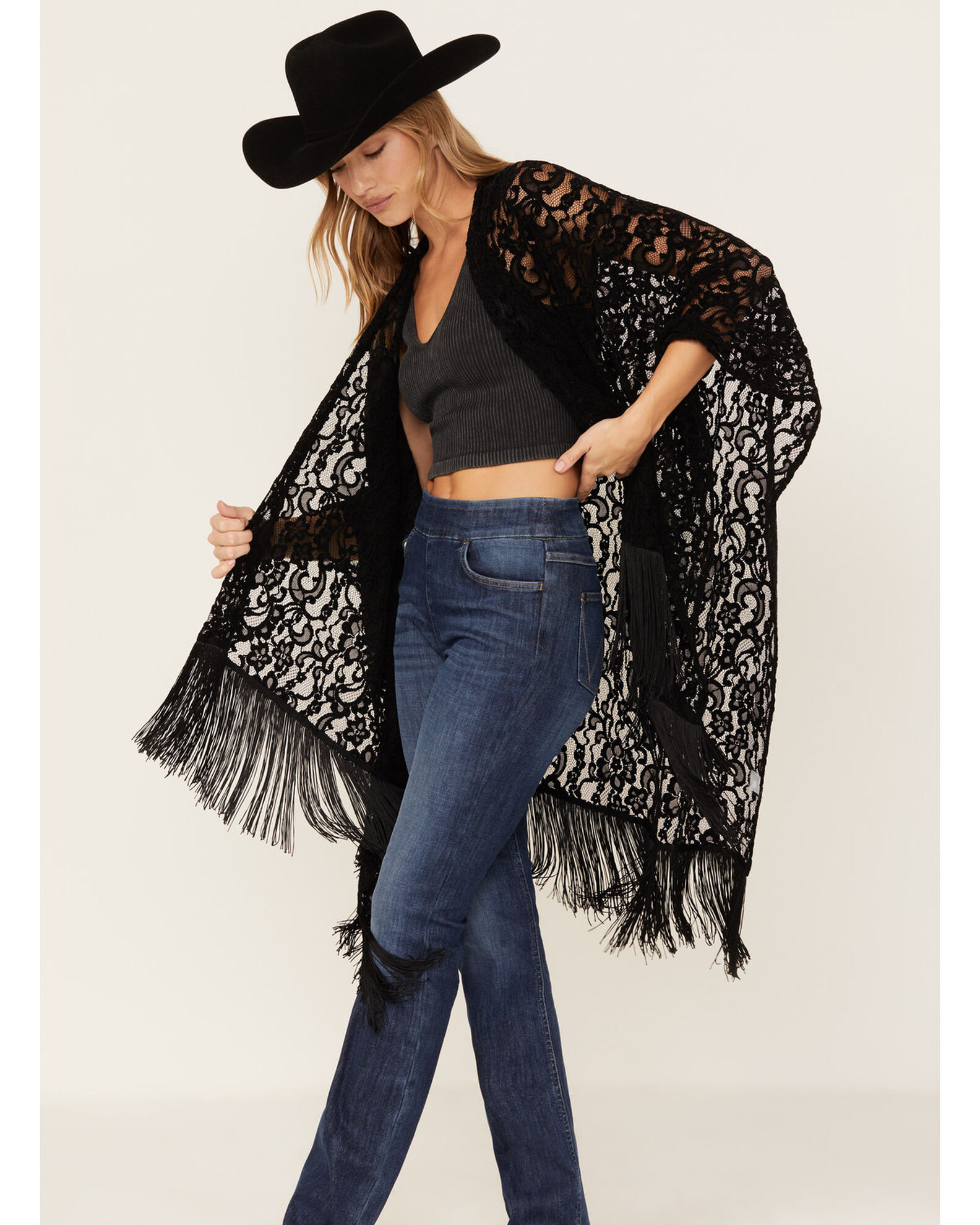 Shyanne Women's Floral Lace Fringe Shawl