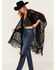 Image #1 - Shyanne Women's Floral Lace Fringe Shawl, Black, hi-res