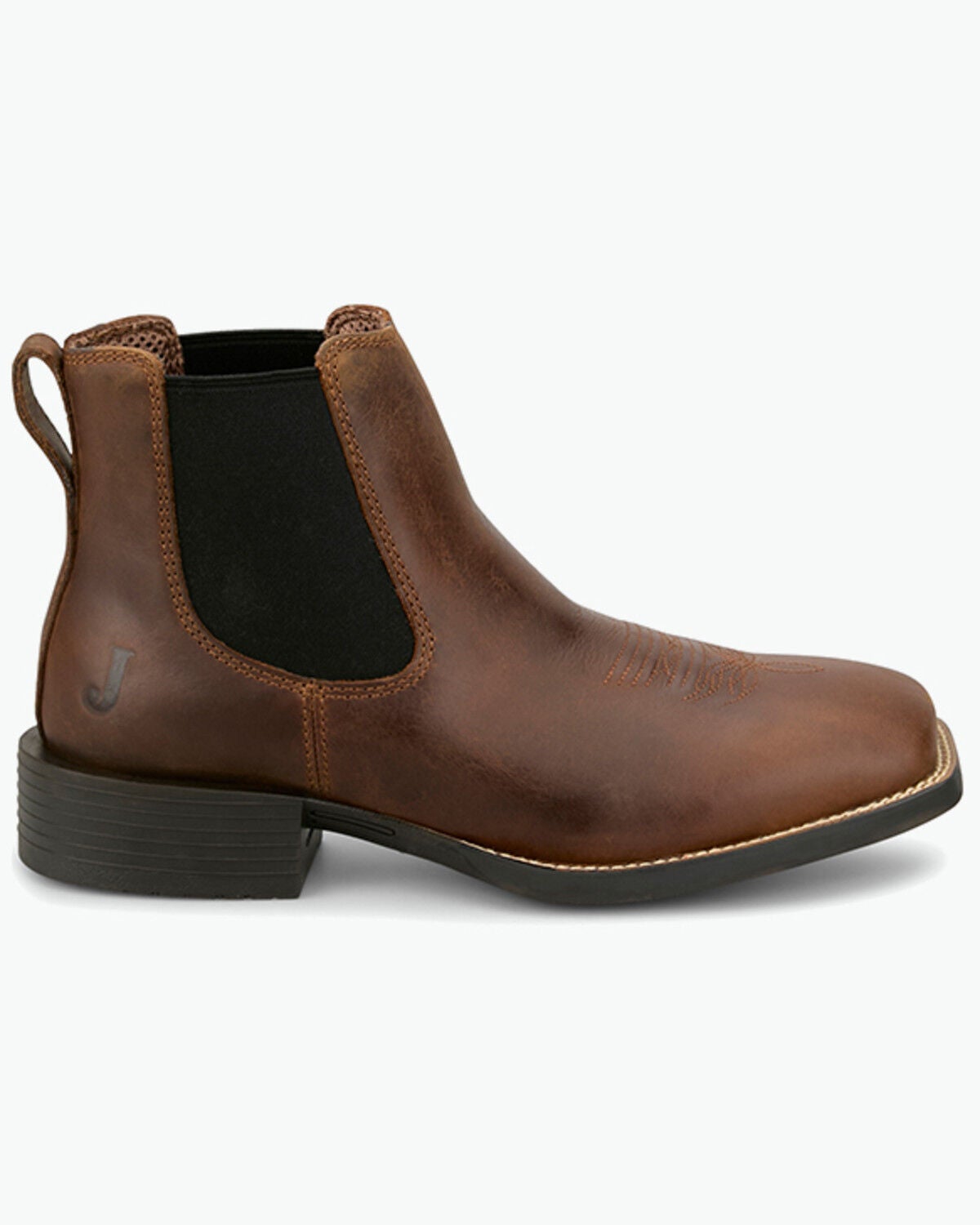 Image #2 - Justin Men's Norman Chelsea Boots - Broad Square Toe, Brown, hi-res