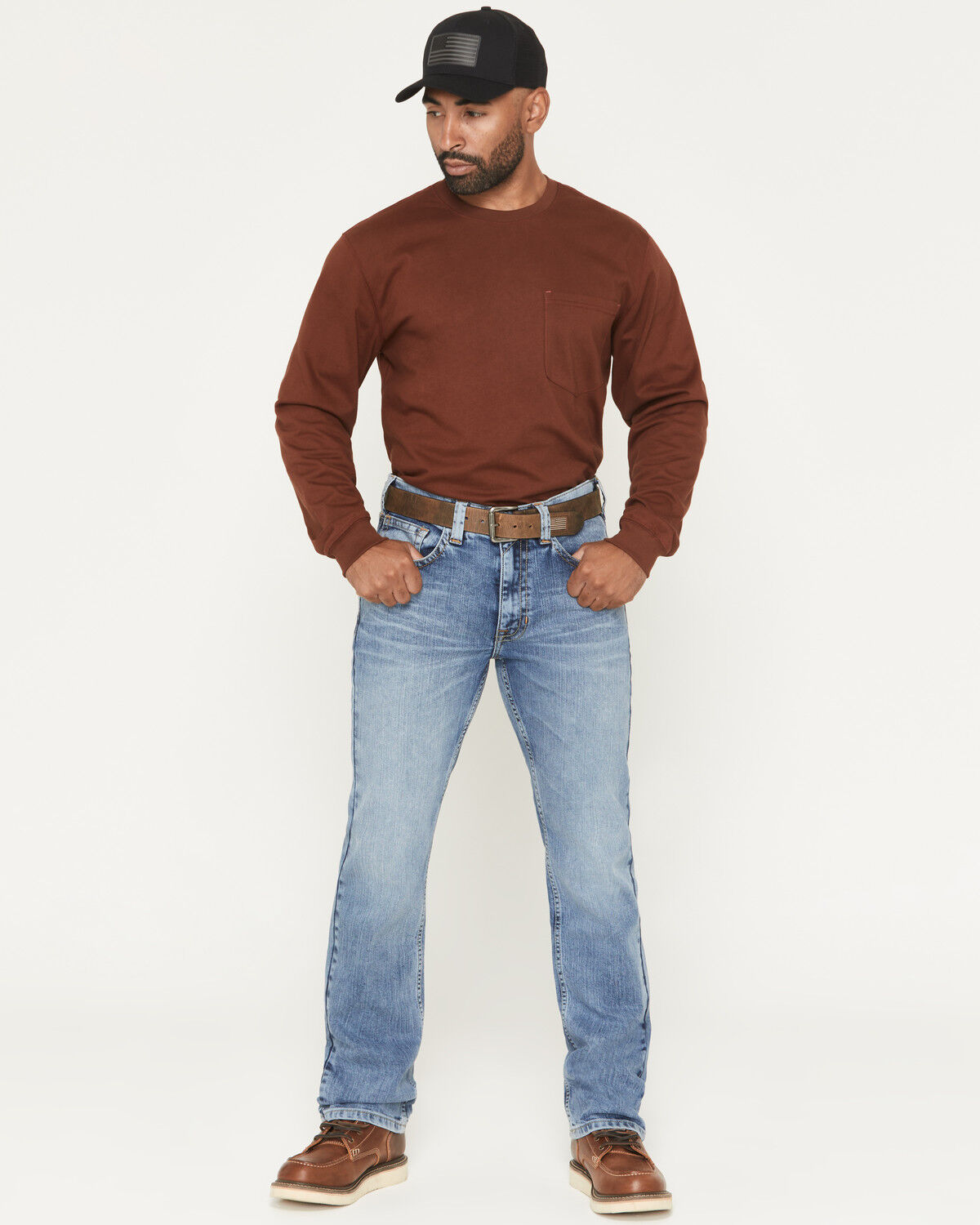 Image #1 - Cody James Men's FR Clover Leaf Wash Slim Straight Stretch Denim Jeans, Light Wash, hi-res