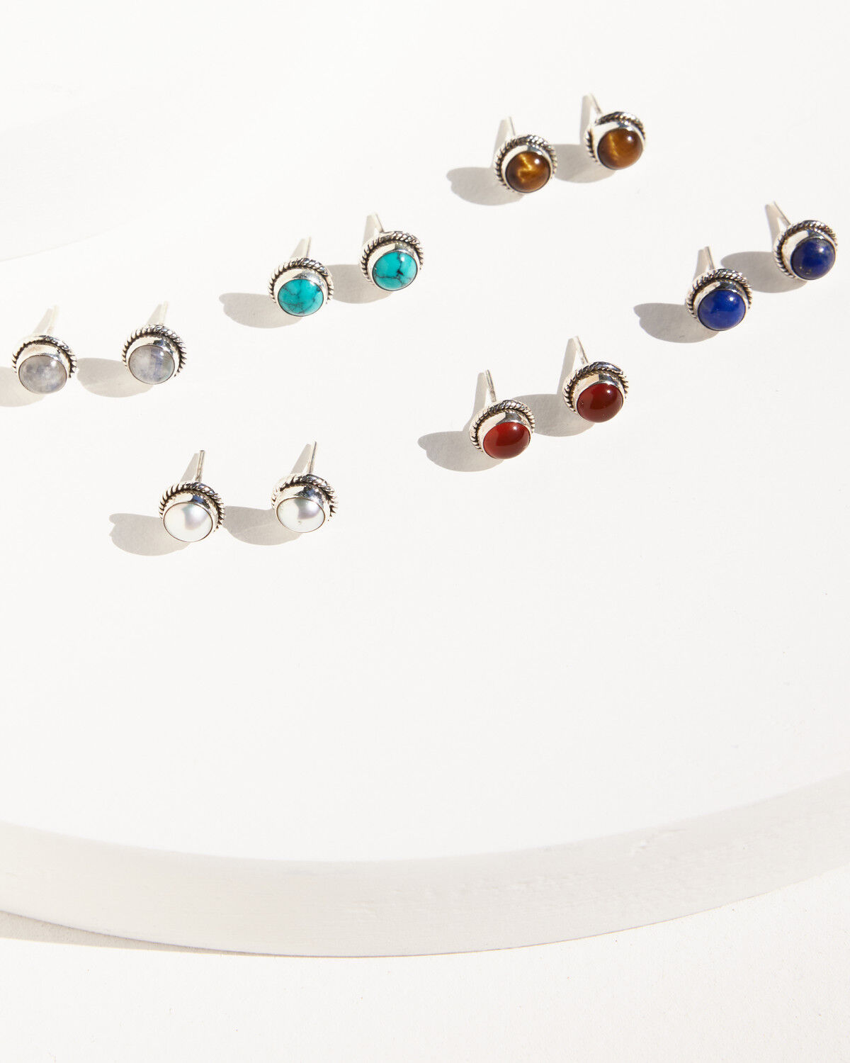 Image #1 - Paige Wallace Women's Multi-Stone Stud Earring Set - 6 Piece, Silver, hi-res