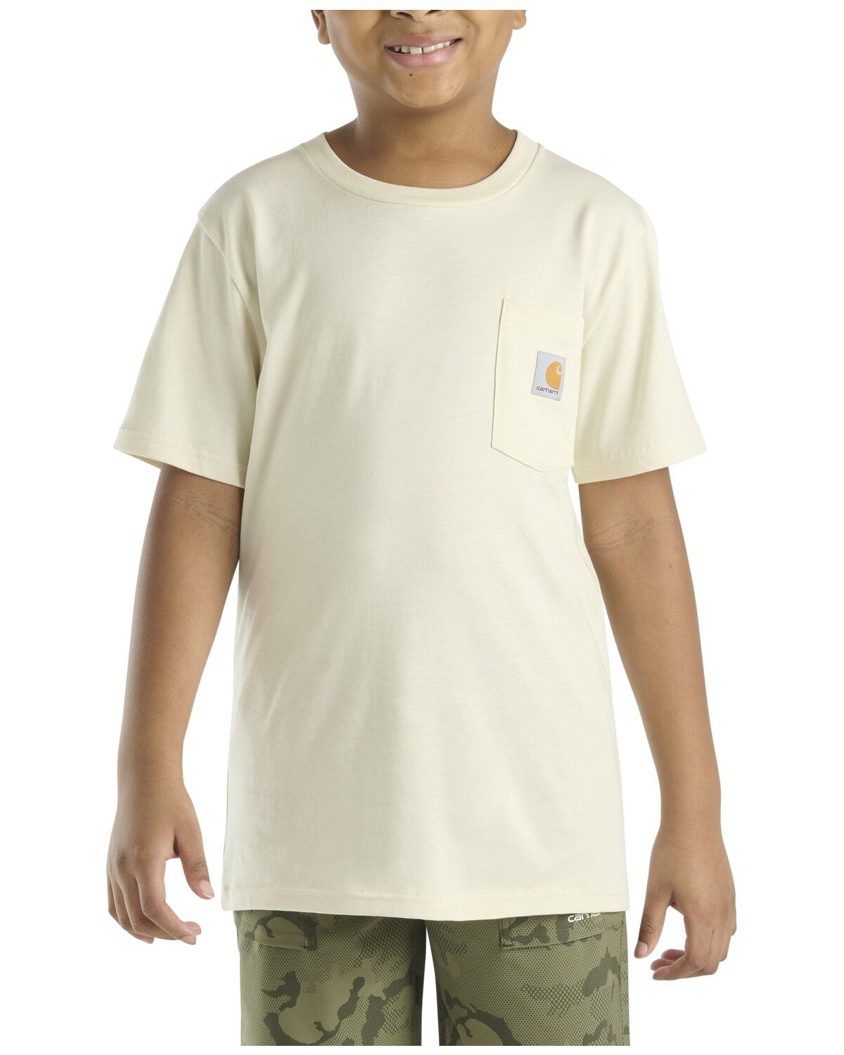 Image #2 - Carhartt Boys' Camo Logo Short Sleeve Pocket T-Shirt, Cream, hi-res