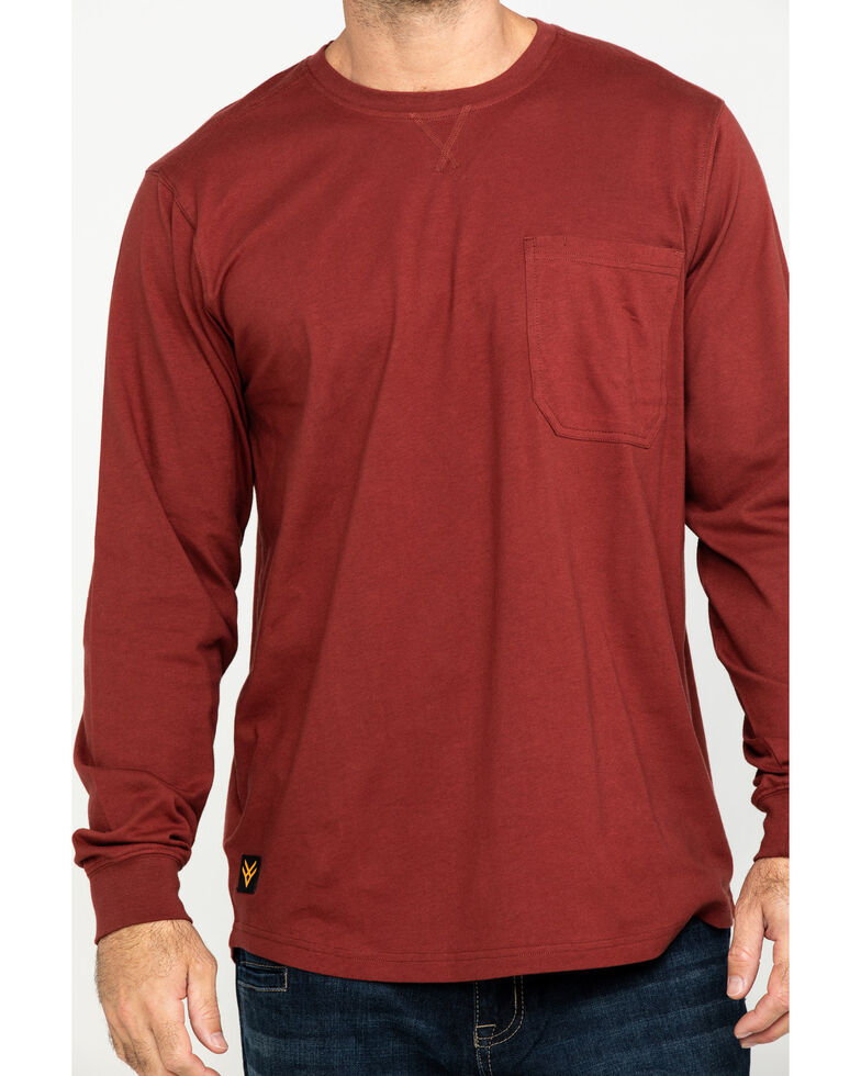 Hawx Men's Red Pocket Long Sleeve Work T-Shirt | Boot Barn