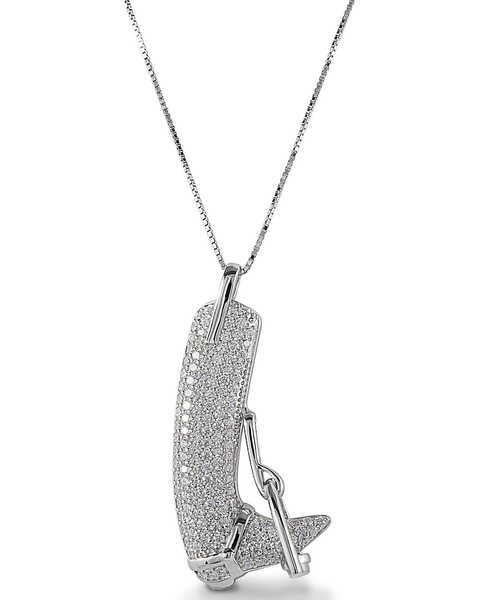 Image #1 -  Kelly Herd Women's Pave English Riding Boot Necklace , Silver, hi-res