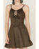 Image #3 - Wild Moss Women's Tie Front Faux Suede Mini Dress, , hi-res