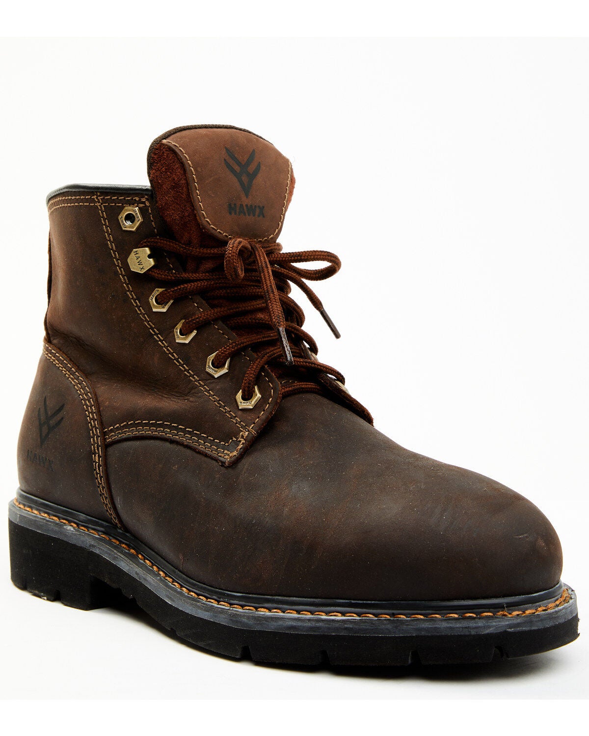 Hawx Men's 6" Oily Crazy Horse Lace-Up Work Boot - Composite Toe, Brown, hi-res
