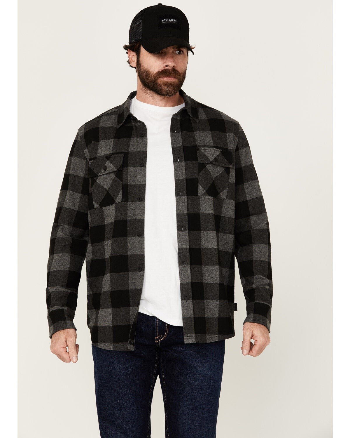 Brothers and Sons Men's Kent Plaid Print Long Sleeve Button-Down Shirt, Black, hi-res