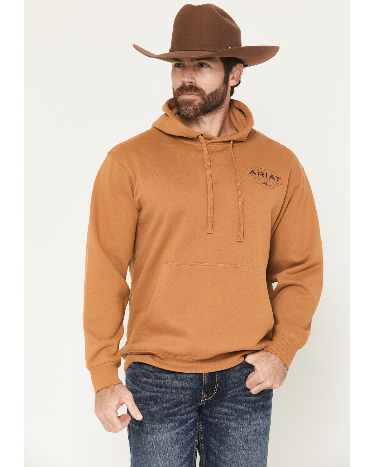 Image #2 - Ariat Men's Simple Buckle Southwestern Embroidered Hooded Sweatshirt, Rust Copper, hi-res