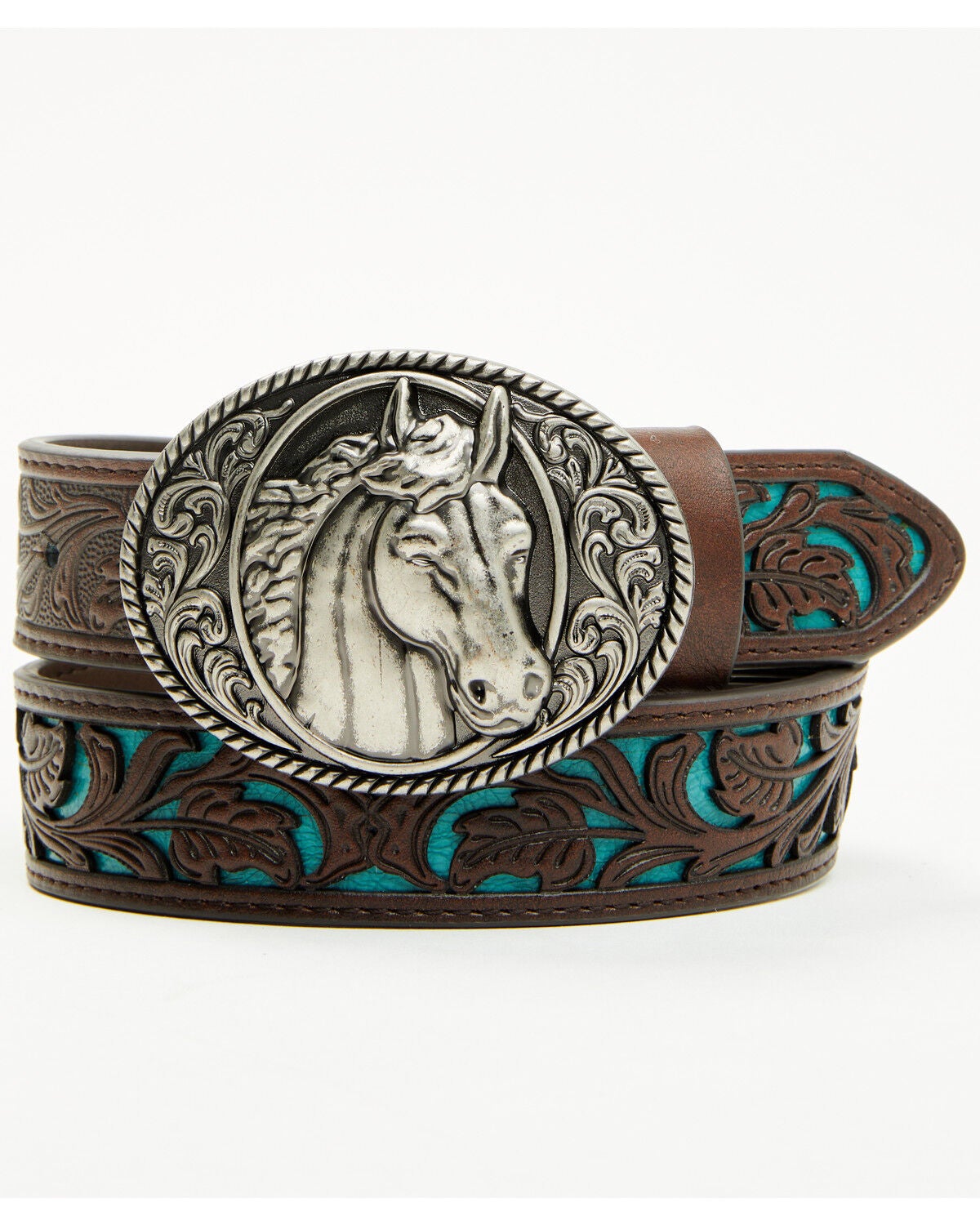 Shyanne Girls' Jovie Underlay Belt with Horse Buckle, Multi, hi-res