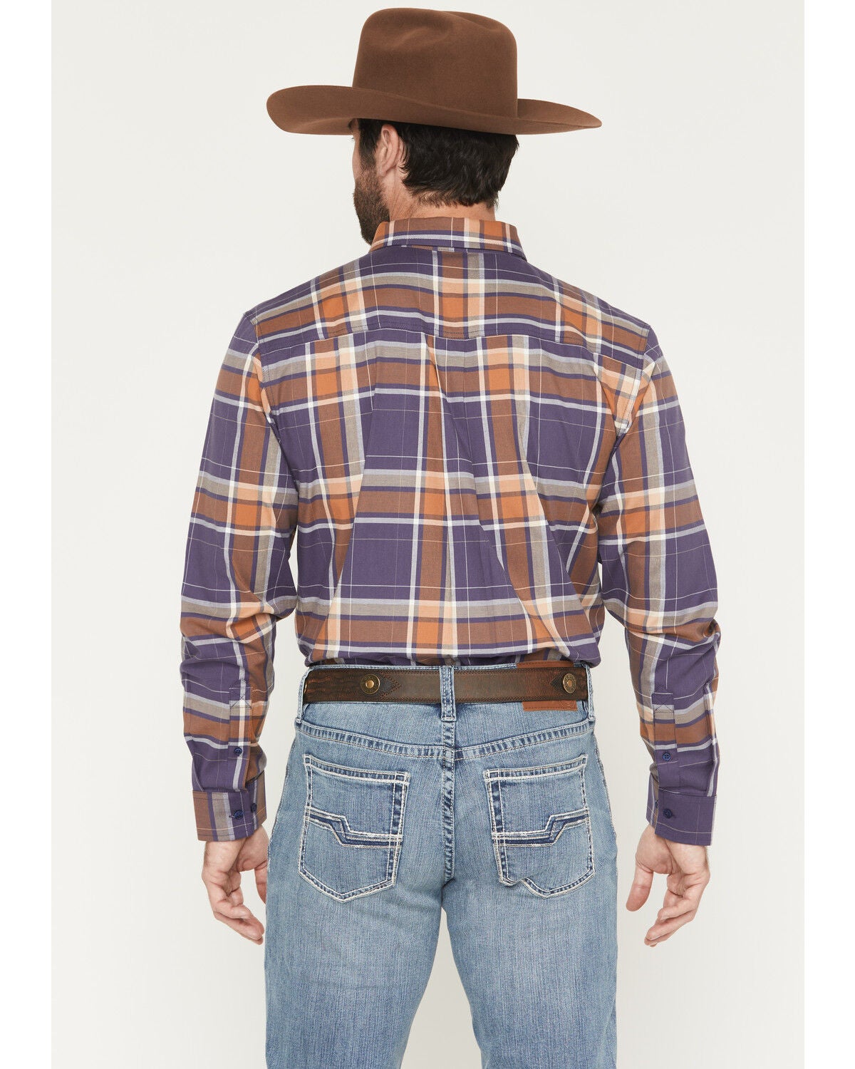 Image #4 - Cody James Men's Smokey Trail Plaid Print Long Sleeve Button-Down Stretch Western Shirt - Tall, Dark Blue, hi-res