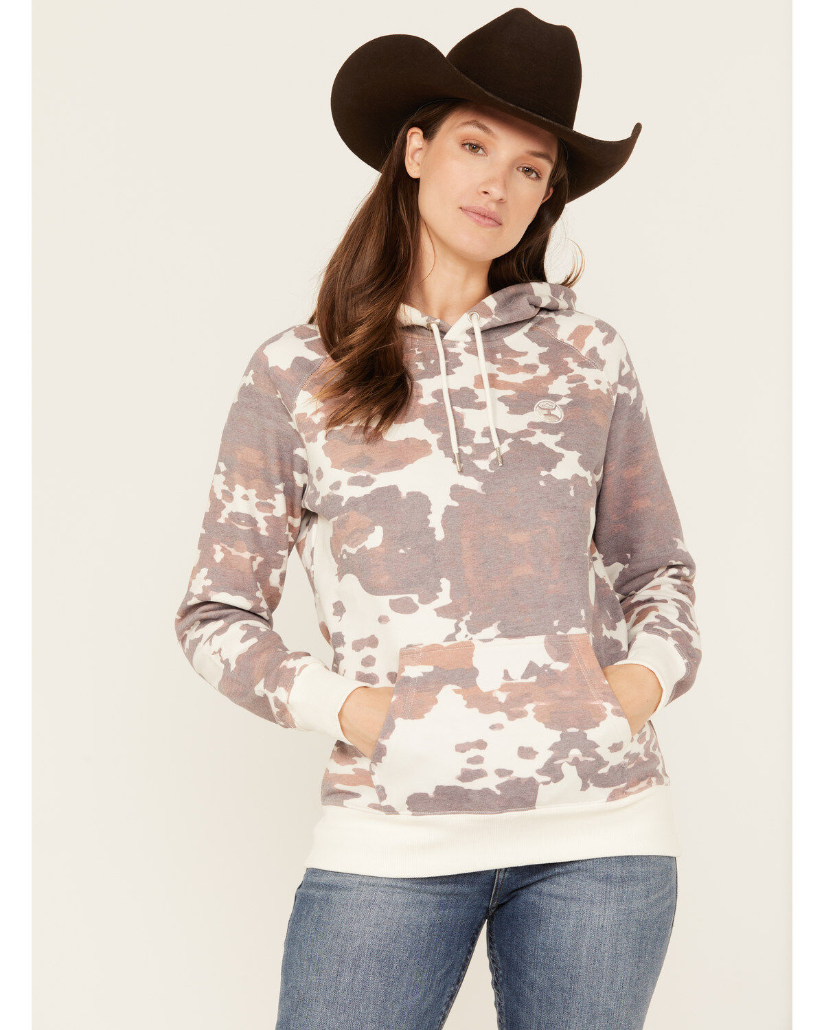 Image #1 - Hooey Women's Plains Cow Print Hoodie, , hi-res