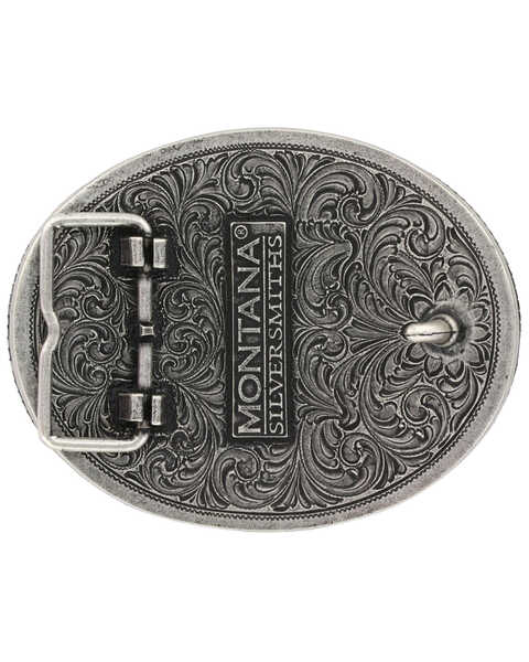 Image #2 - Montana Silversmiths Long Horn Attitude Belt Buckle, Silver, hi-res