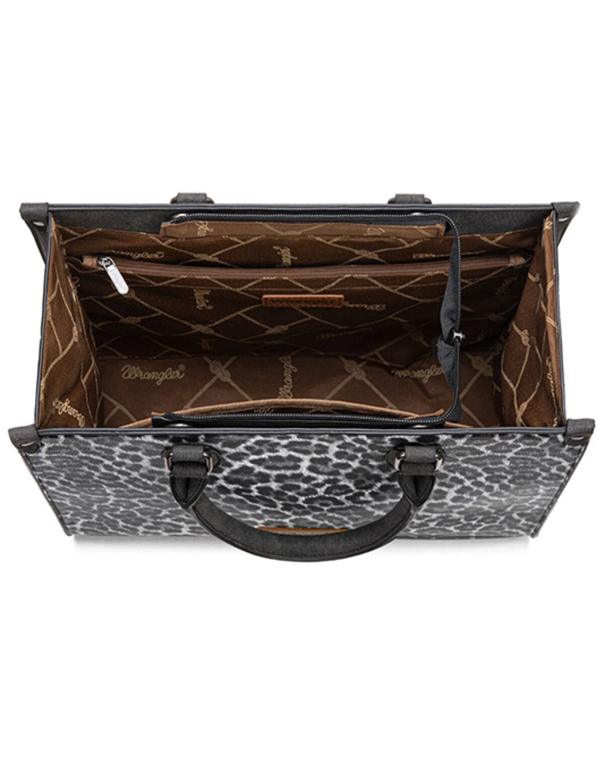 Image #3 - Wrangler Leopard Print Wide Crossbody Tote, Black, hi-res
