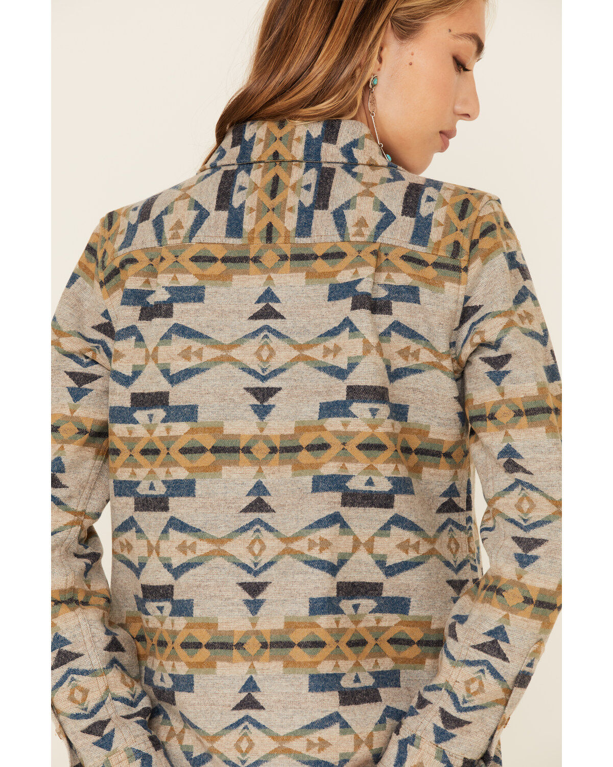 Image #5 - Pendleton Women's Tan Jacquard Board Plaid Long Sleeve Button Shirt Jacket, , hi-res