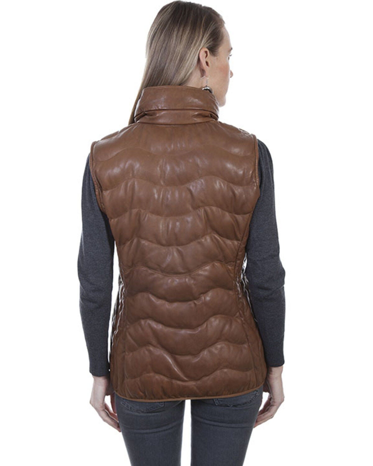 Image #2 - Leatherwear by Scully Women's Quilted Leather Vest, Cognac, hi-res