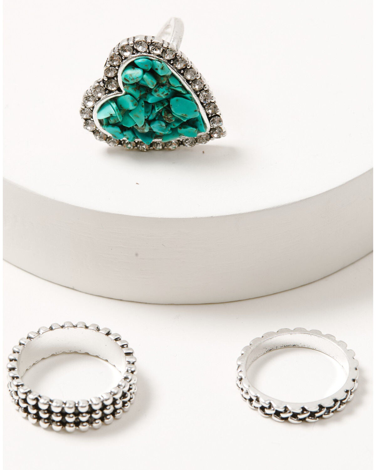 Shyanne Women's Heart Ring Set - 3 Piece, Silver, hi-res