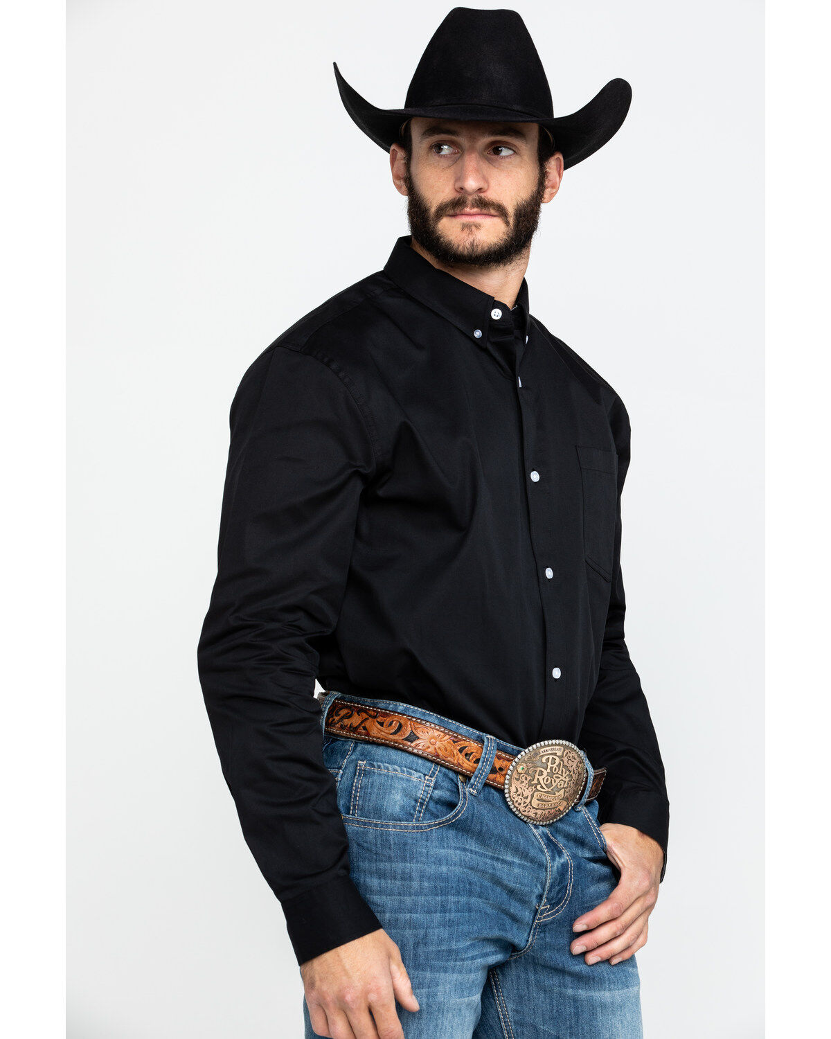 Cody James Core Black Solid Performance Twill Long Sleeve Western