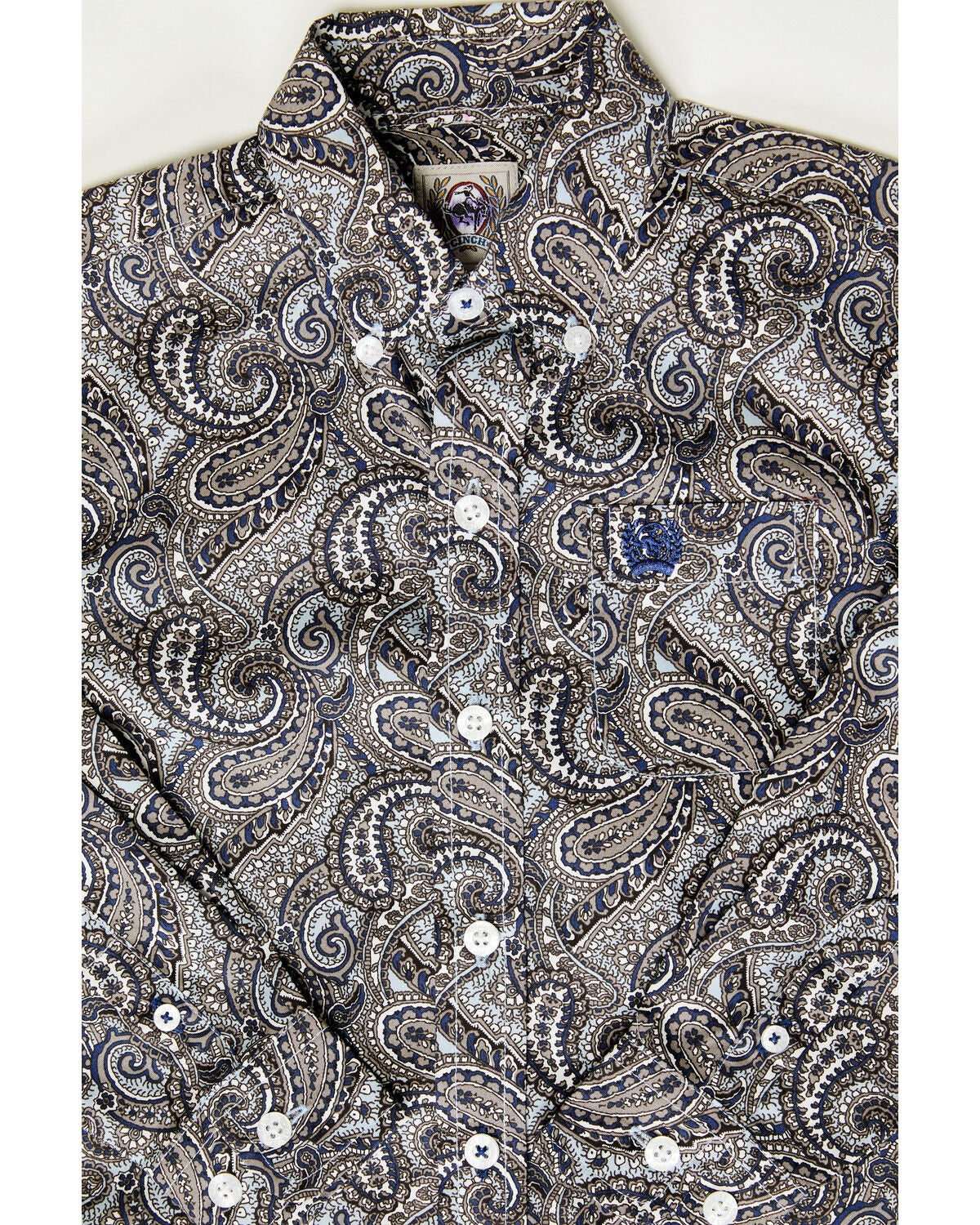 Image #3 - Cinch Toddler Boys' Paisley Print Long Sleeve Button-Down Western Shirt, Grey, hi-res