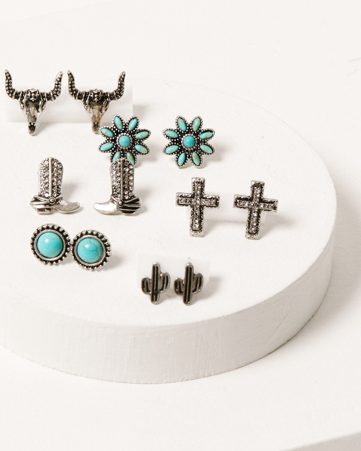 Shyanne Women's Autumn Sunset 6-Piece Cowboy Boot Earrings Set, Silver, hi-res