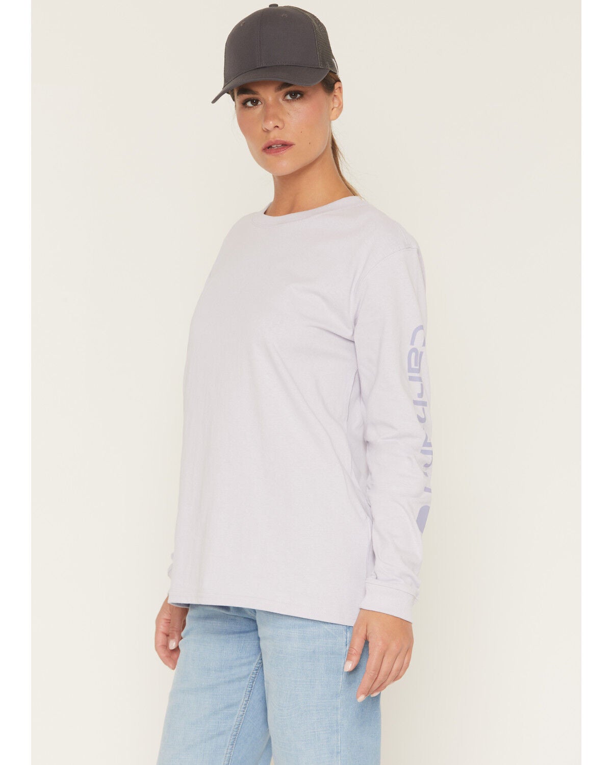Carhartt Women's Loose Fit Heavyweight Long Sleeve Graphic Work Shirt, Lavender, hi-res