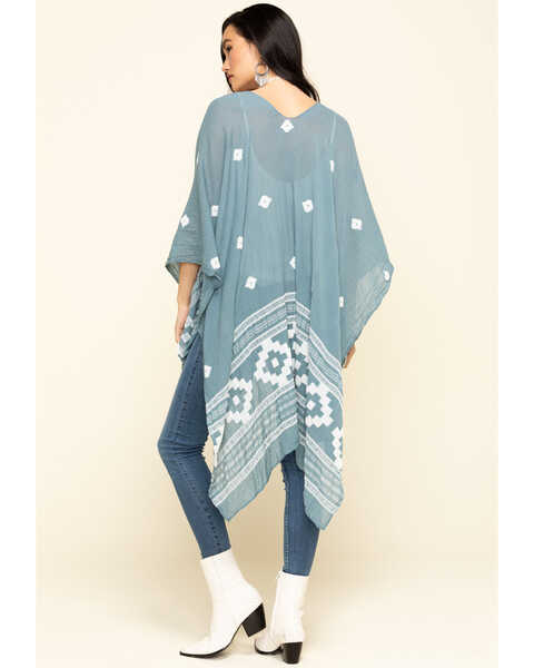 Image #2 - Shyanne Women's Textured Aztec Two-Toned Shawl, Blue, hi-res