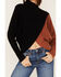 Revel Women's Color Block Knit Surplice Turtleneck Sweater, Rust Copper, hi-res