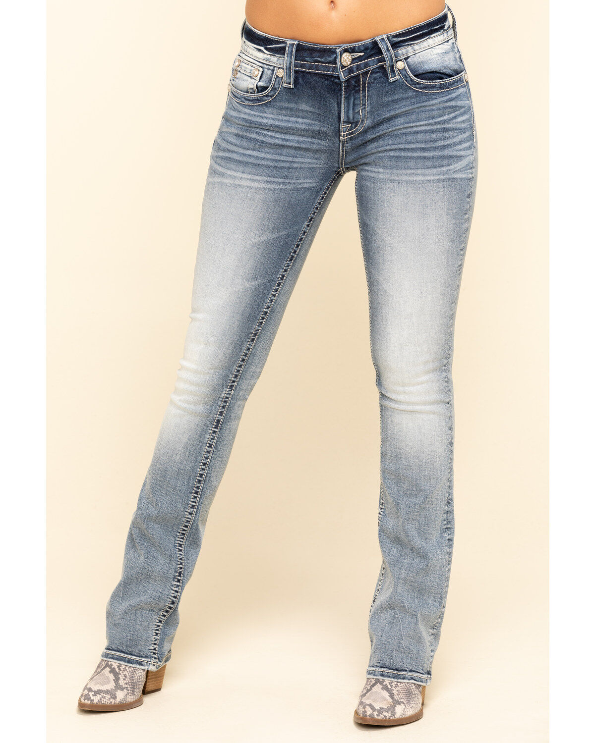 Miss Me Women's Light Wash Cross Wing