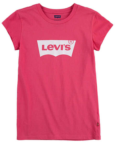 Levi's Girls' Batwing Logo Short Sleeve Tee , Pink, hi-res