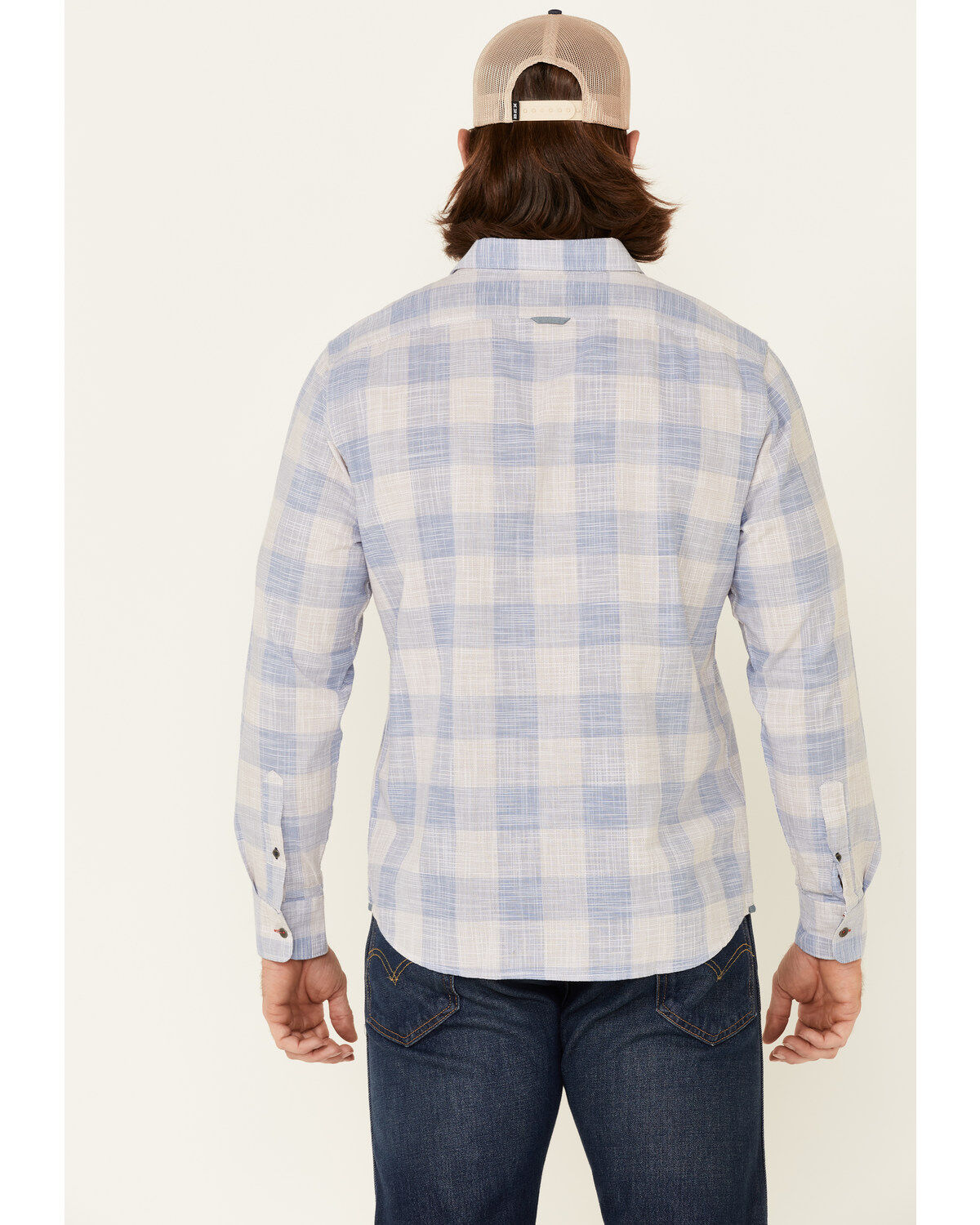 Image #4 - Flag & Anthem Men's Portola Plaid Print Long Sleeve Button Down Western Shirt, Blue, hi-res