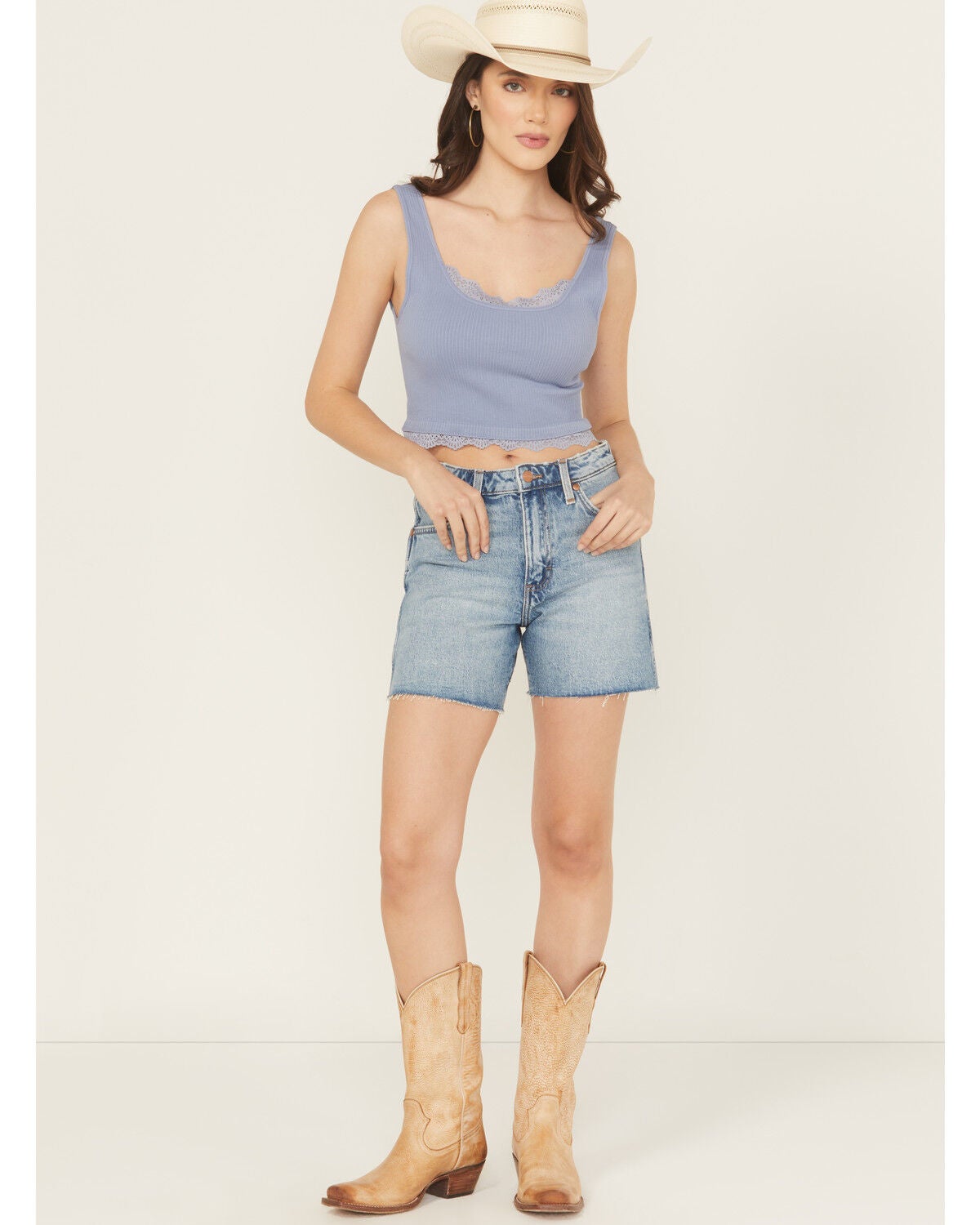 Image #1 - Wrangler Retro Women's Light Wash High Rise Stretch Denim Shorts, , hi-res
