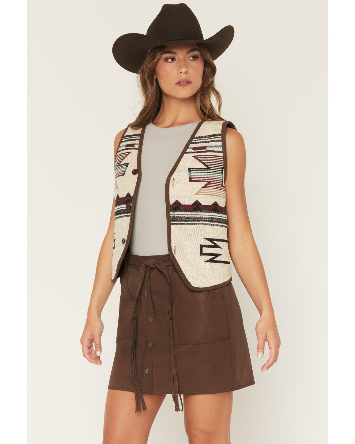 Product Name:  Shyanne Women's Simon Southwestern Print Reversible Button-Down Vest