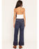 Image #3 - Rodeo Quincy X Boot Barn Women's Vintage Rose Dark Wash High Rise Wide Leg Stretch Denim Jeans, Dark Wash, hi-res