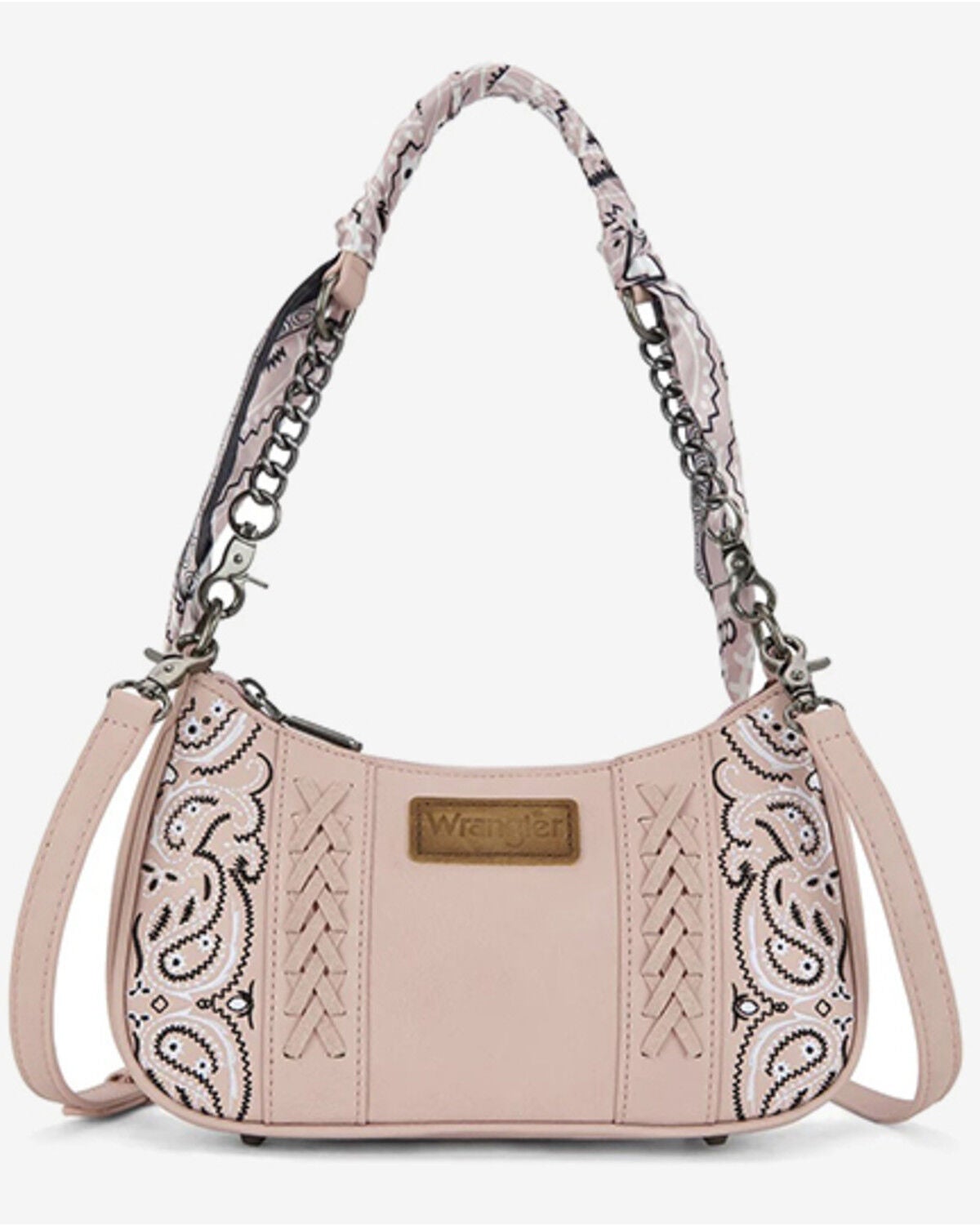 Image #1 - Wrangler Women's Braided Paisley Bandana Shoulder Bag, Pink, hi-res