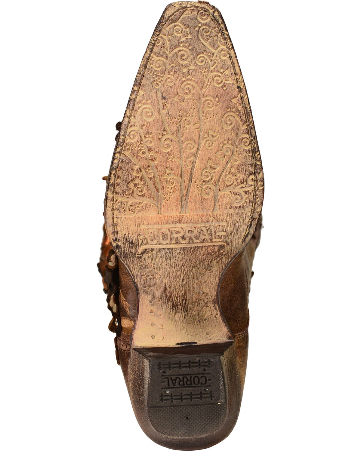 Image #6 - Corral Women's Tobacco Floral Overlay Embroidered Stud and Crystals Cowgirl Boots - Snip Toe, , hi-res