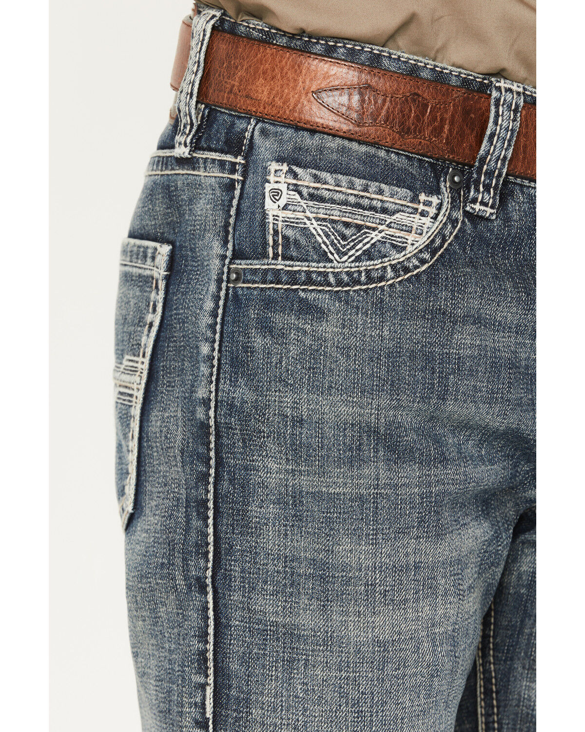 Image #2 - Rock & Roll Denim Men's Double Barrel Medium Wash Relaxed Bootcut Rigid Denim, Dark Medium Wash, hi-res