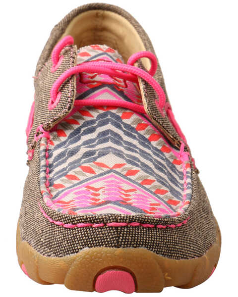 Image #5 - Twisted X Women's Eco Pink Multi Canvas Driving Shoe  - Moc Toe, , hi-res