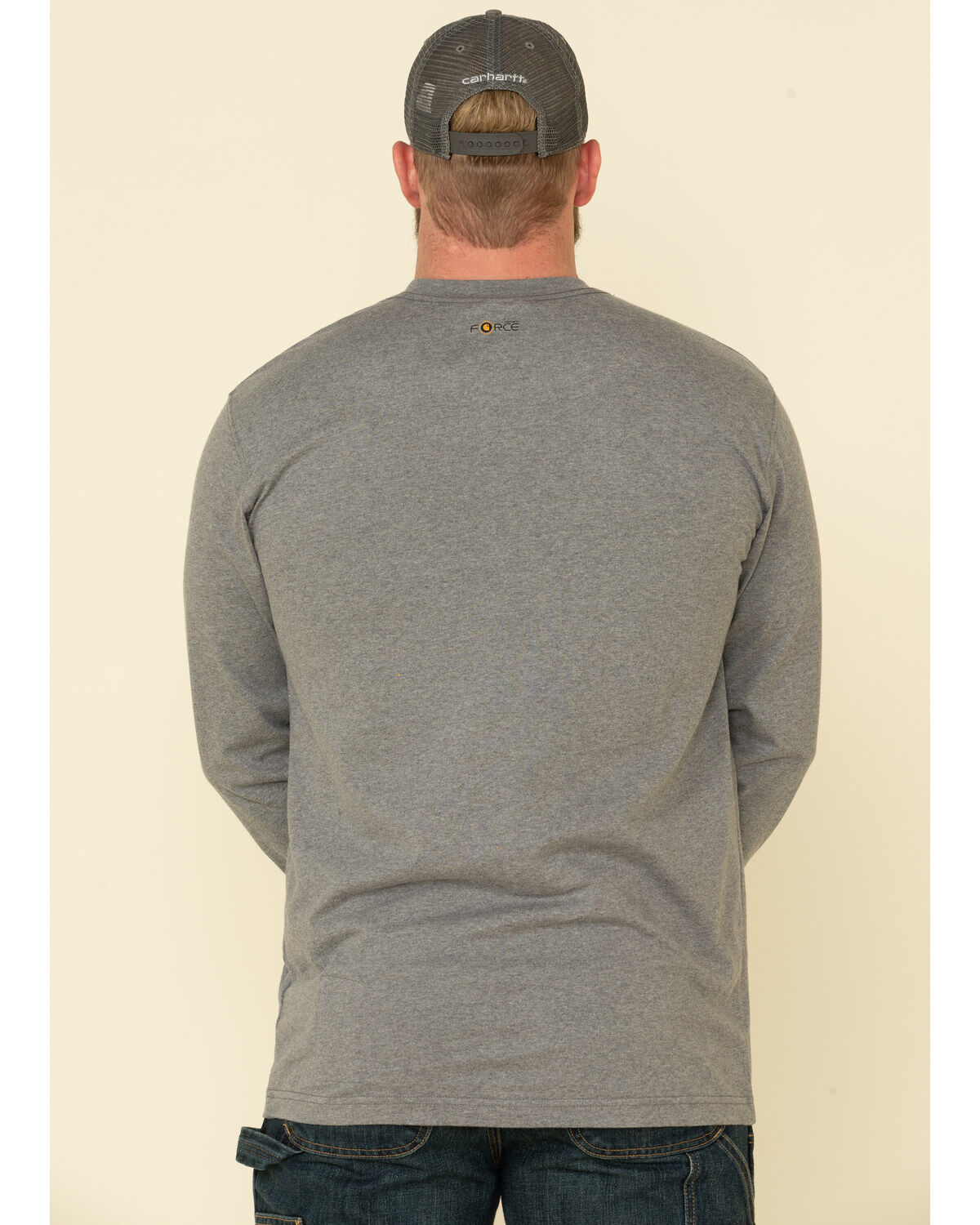 Image #5 - Carhartt Men's M-FR Midweight Signature Logo Long Sleeve Work Shirt - Big, Grey, hi-res
