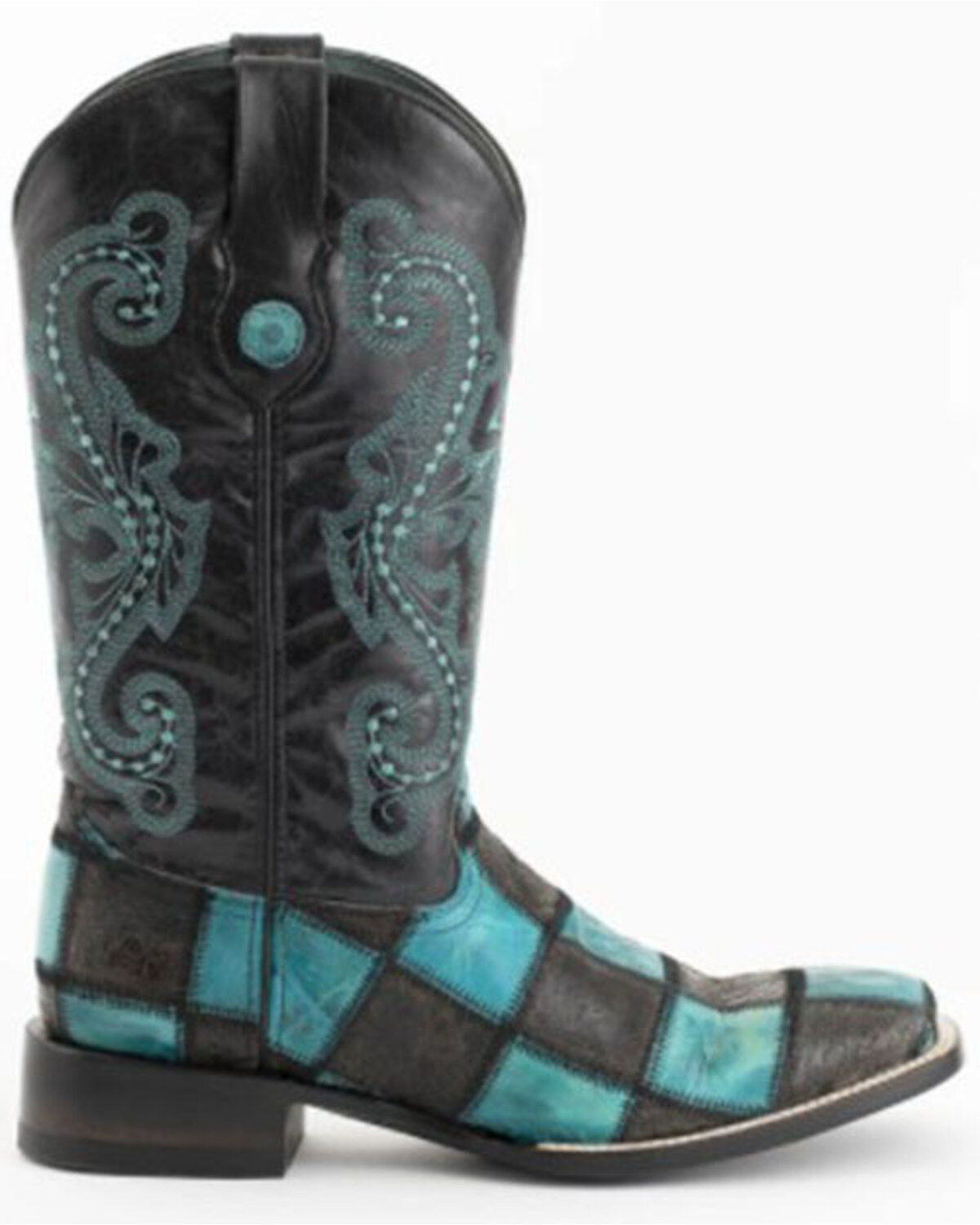 Image #2 - Ferrini Men's Patch Western Boots - Broad Square Toe, Black, hi-res