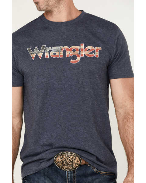 Image #3 - Wrangler Men's American Label Logo Short Sleeve Graphic T-Shirt , Navy, hi-res