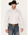 Image #1 - Wrangler Men's Bucking Cancer Geo Print Long Sleeve Button-Down Western Shirt, White, hi-res
