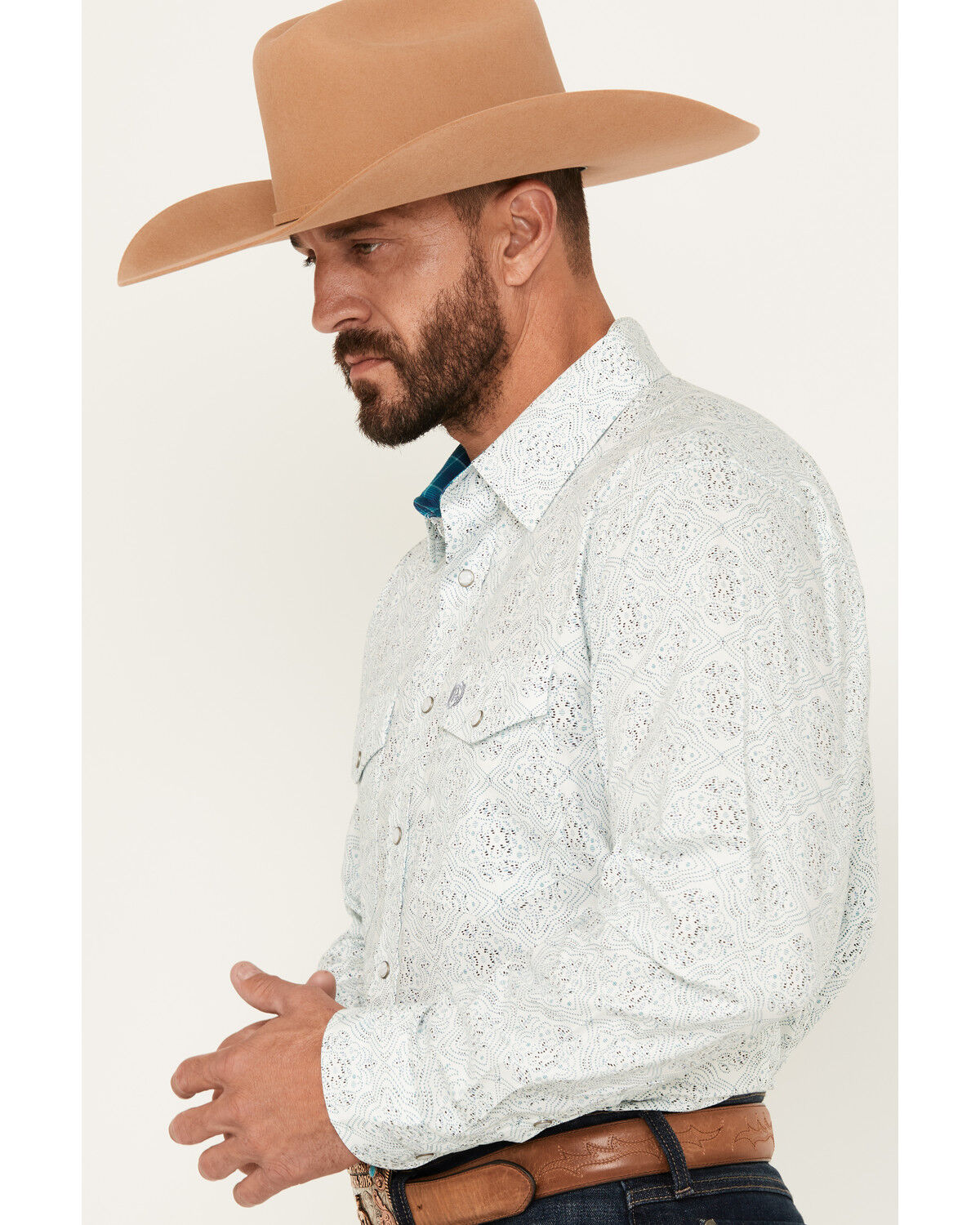 Product Name:  Panhandle Select Men's Medallion Print Long Sleeve Snap Stretch Western Shirt