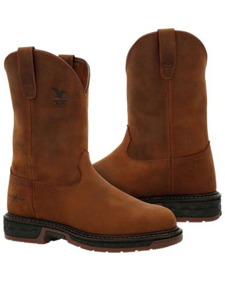 Georgia Boot Men's Carbo-Tec Waterproof Western Work Boots - Soft Toe, Brown, hi-res