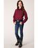 Image #3 - Roper Girls' Ruby Falls Solid Long Sleeve Snap Western Shirt, Wine, hi-res