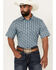 Image #1 - Cody James Men's Sunny Day Floral Medallion Print Short Sleeve Button-Down Stretch Western Shirt, Light Blue, hi-res