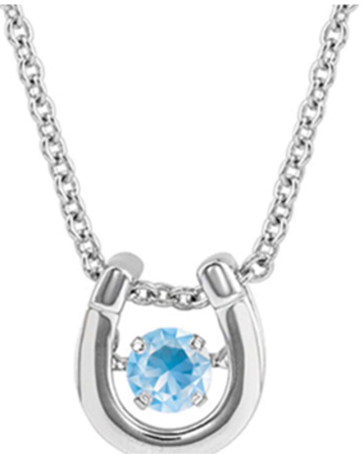 Montana Silversmiths Women's Dancing Birthstone Horseshoe Necklace, Silver, hi-res