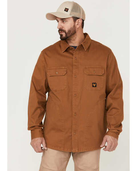 Hawx Men's Brawlins Weathered Bedford Button Down Cord Work Shirt Jacket, Rust Copper, hi-res