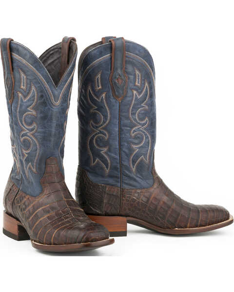 Stetson Men's Honey Caiman Belly Western Boots - Square Toe , Tan, hi-res